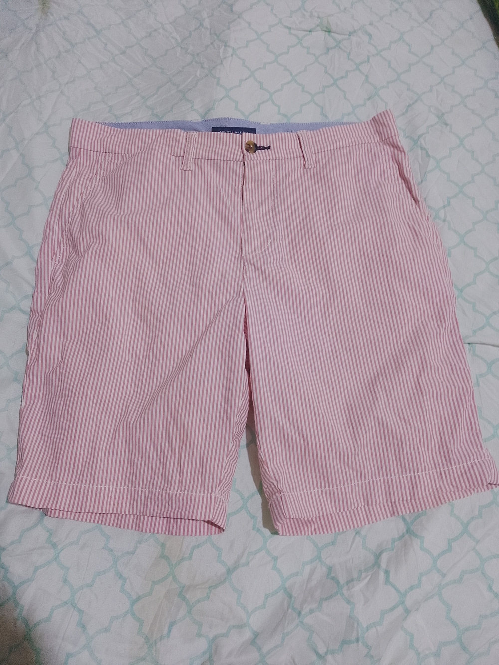 Tommy Hilfiger Pink & White Striped Flat Front Shorts